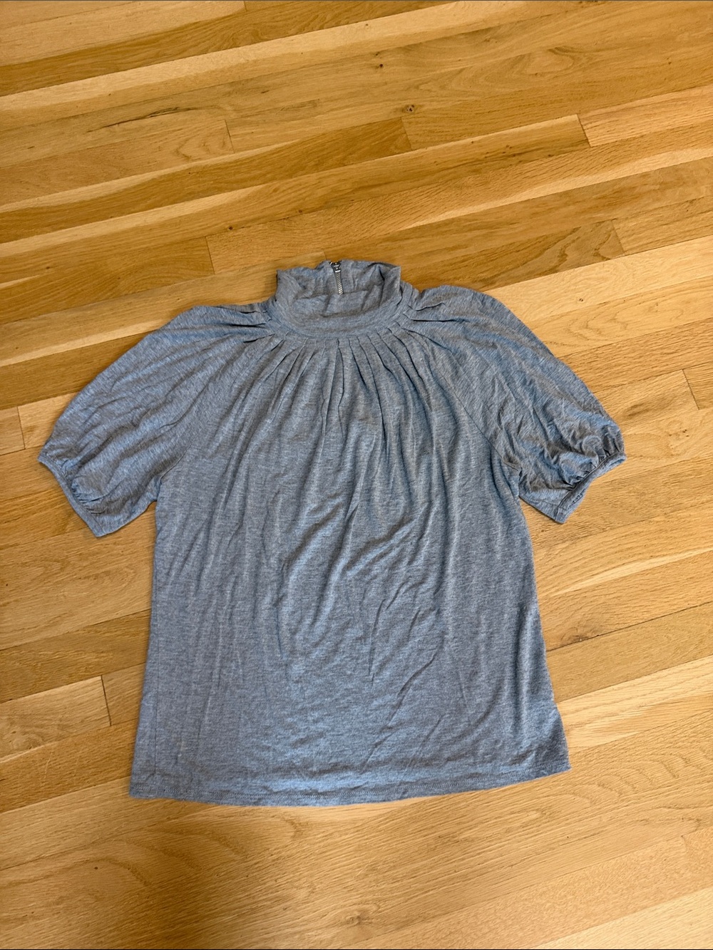 Michael Kors Light Gray Mock Neck Short Sleeve Top